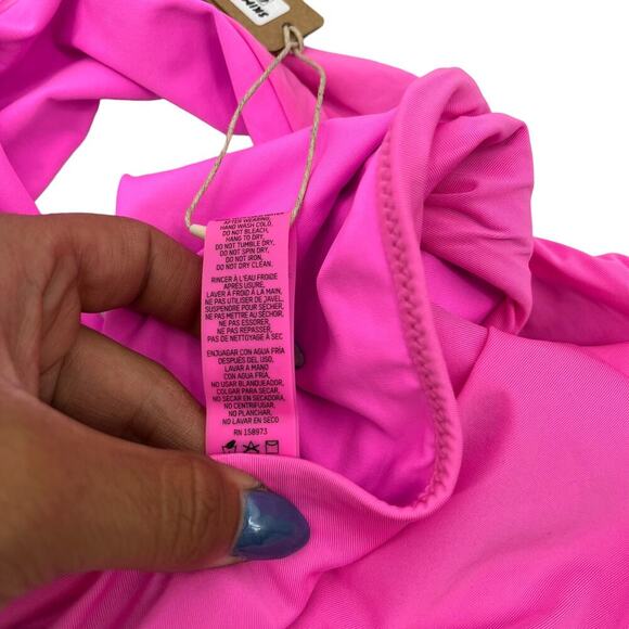 NEW SKIMS Swim High Waisted Mid Coverage Bottom Pink Taffy Size large Rare Color - Picture 8 of 8